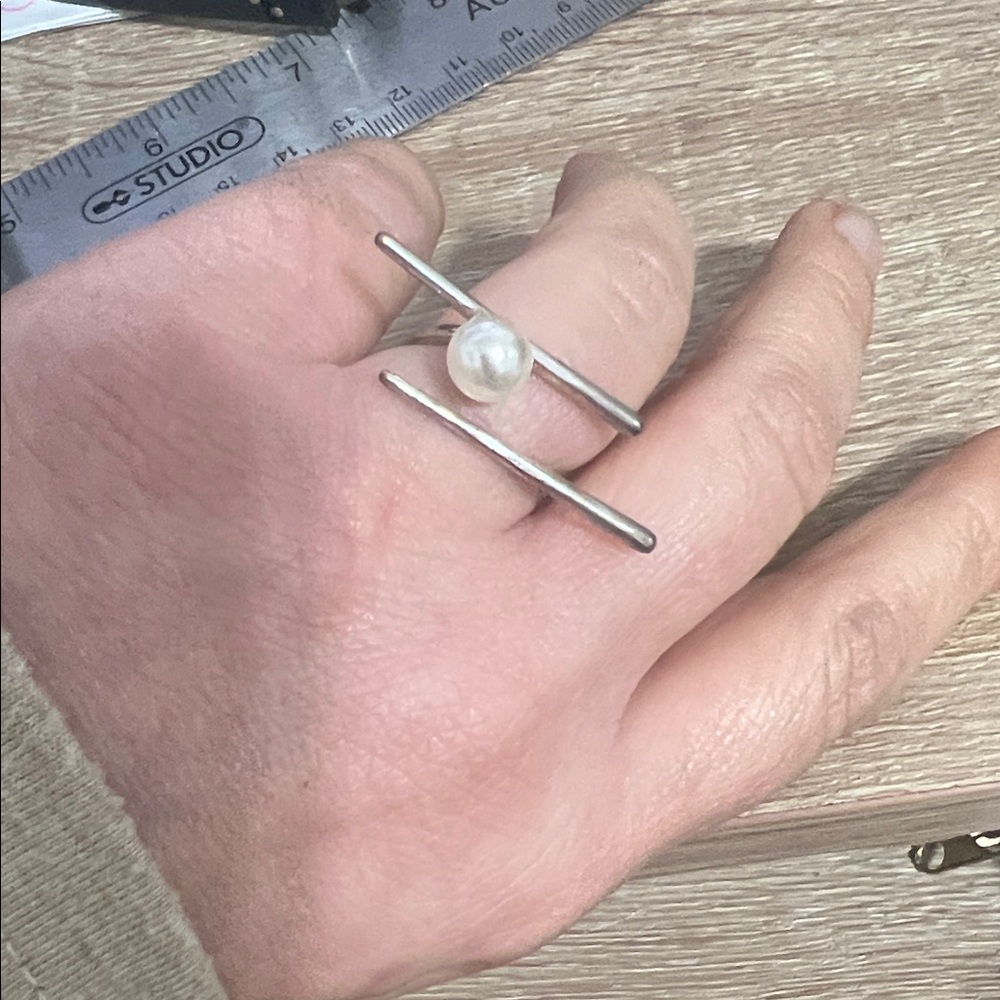 Studio Silver Ring with Pearl Accent